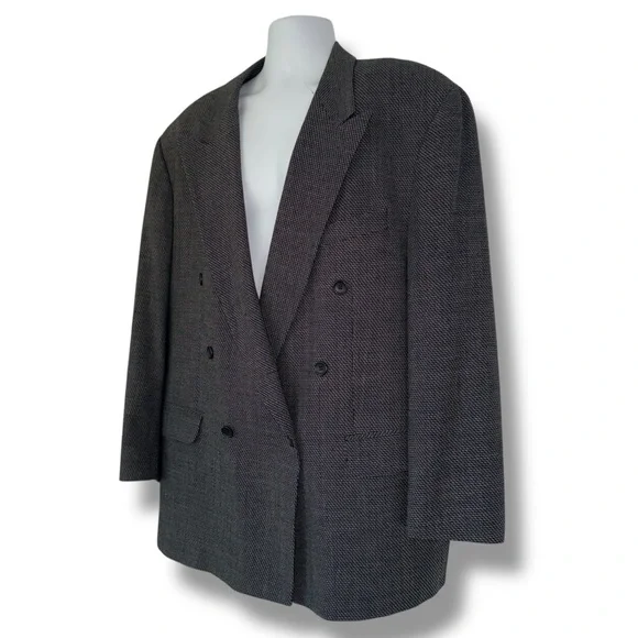 Vintage Cachet Wool Blazer 48R | Double Breasted | Made in Canada | Pure Wool - Picture 2 of 12